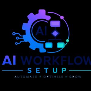 Modern AI workflow automation logo featuring smart business process integration, digital workflow system, AI technology, and automation network design