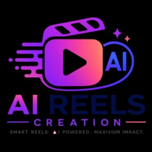 Modern AI reels creation logo featuring smart video automation, AI-powered content creation, digital media production, and social media reel technology.